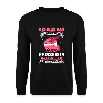 Motorradfahrerin Bikerin Vergiss das Krönchen - Unisex Pullover - Schwarz - Vorne - Alina (178cm) & Michal (187cm)
