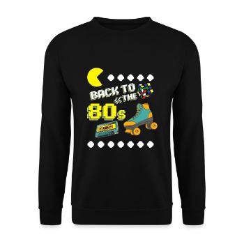 Soirée à thème des années 80 dans le costume des années 80 - Sweat-shirt Unisexe - noir - Devant - Alina (178cm) & Michal (187cm)