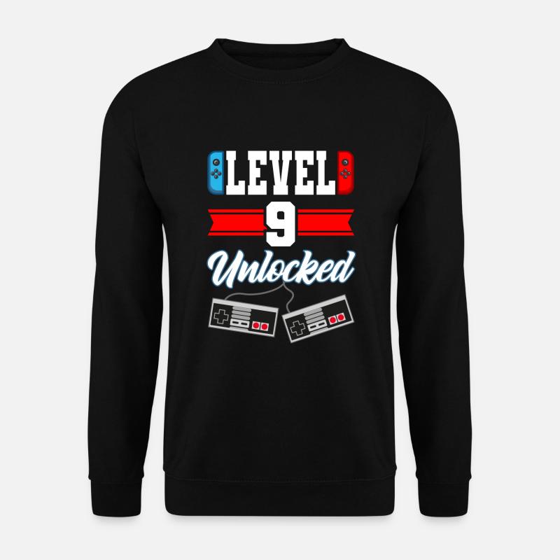 Level 9 Unlocked Gamer Zocker Geburtstagsshirt 9 J - Unisex Pullover - Schwarz