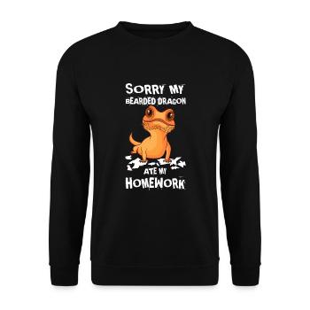 Bartagame Echse Gecko lustiger Spruch - Unisex Pullover - Schwarz - Vorne - Alina (178cm) & Michal (187cm)