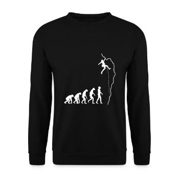 Klettern Evolution Bouldern Kletterer Geschenk - Unisex Pullover - Schwarz - Vorne - Alina (178cm) & Michal (187cm)