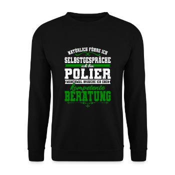 Polier Spruch Bauarbeiter Baustelle Bau - Unisex Pullover - Schwarz - Vorne - Alina (178cm) & Michal (187cm)