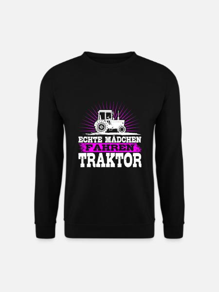 Echte Mädchen fahren Traktor Trecker Landwirtin Ge - Unisex Pullover - Schwarz