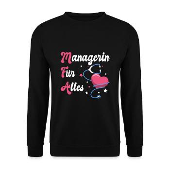MFA Arzthelferin Medizinische Fachangestellte - Unisex Pullover - Schwarz - Vorne - Alina (178cm) & Michal (187cm)