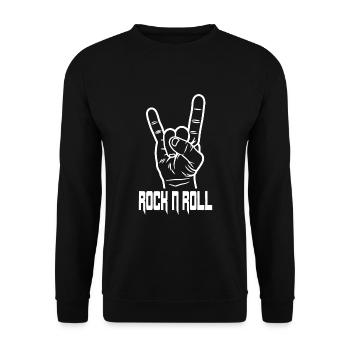 Rock N Roll Shirt Hand Rock Band Geschenk - Unisex Pullover - Schwarz - Vorne - Alina (178cm) & Michal (187cm)