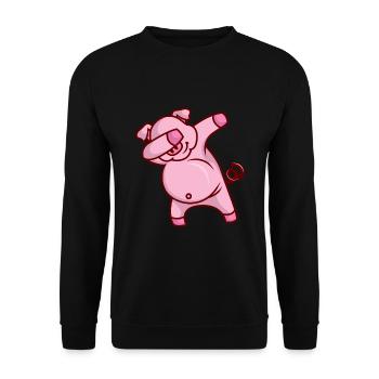 Dabbing Pig Dab Sau Children's Gift Idea - Unisex Sweatshirt - black - Front - Alina (178cm) & Michal (187cm)