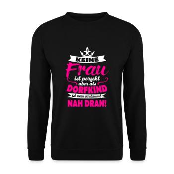 Dorfkind Frau perfekt Sprüche Geschenk Idee - Unisex Pullover - Schwarz - Vorne - Alina (178cm) & Michal (187cm)