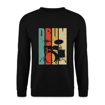 Schlagzeug Schlagzeuger Geschenk Retro - Unisex Pullover - Schwarz - Vorne - Alina (178cm) & Michal (187cm)