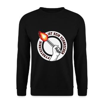 Pyrotechnik ist kein Verbrechen Fussball Fan - Unisex Pullover - Schwarz - Vorne - Alina (178cm) & Michal (187cm)