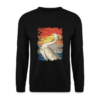 Pelican vintage retro gift - Unisex Sweatshirt - black - Front - Alina (178cm) & Michal (187cm)