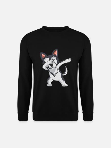 Dabbing Husky Dab Tanzen Lustiger Hund Geschenk - Unisex Pullover - Schwarz