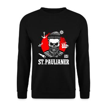 St. Pauli Hamburg Totenkopf Paulianer Sankt Pauli - Unisex Pullover - Schwarz - Vorne - Alina (178cm) & Michal (187cm)