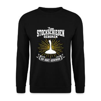 Lustiges Stockschießen Spruch Stocksport - Unisex Pullover - Schwarz - Vorne - Alina (178cm) & Michal (187cm)