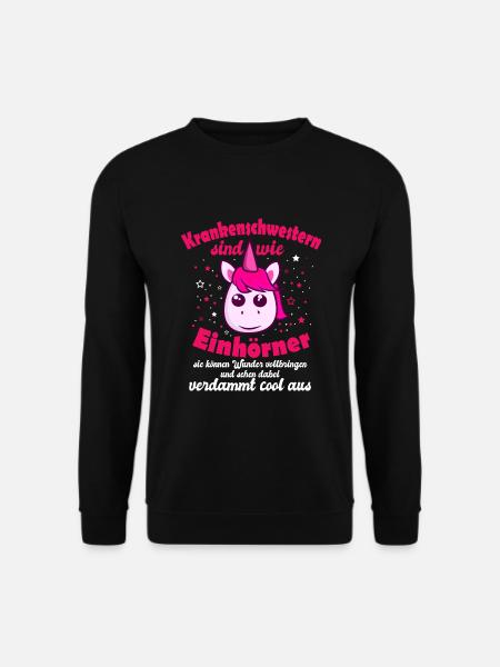 Lustiger Krankenschwester Spruch Einhorn Geschenki - Unisex Pullover - Schwarz