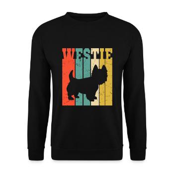 West Highland White Terrier Retro Geschenk - Unisex Pullover - Schwarz - Vorne - Alina (178cm) & Michal (187cm)