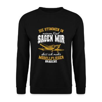 Modellflugzeug Modellfliegen Modellflug Geschenk - Unisex Pullover - Schwarz - Vorne - Alina (178cm) & Michal (187cm)