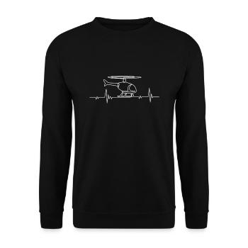 Helicopter heartbeat helicopter EKG pilot pulse - Unisex Sweatshirt - black - Front - Alina (178cm) & Michal (187cm)