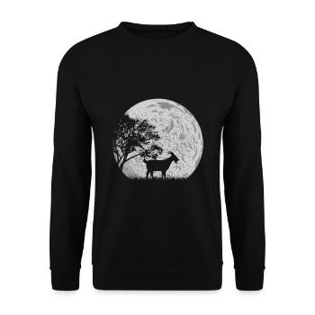 Ziege Landwirt Mond Hirte Bauer Geschenk - Unisex Pullover - Schwarz - Vorne - Alina (178cm) & Michal (187cm)