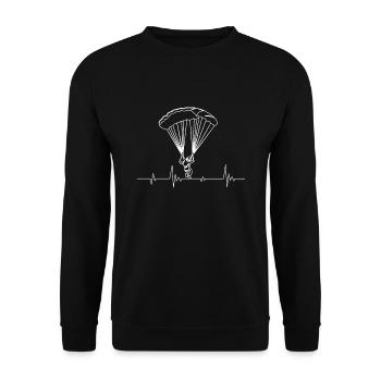 Paragliding Herzschlag Gleitschirmfliegen Geschenk - Unisex Pullover - Schwarz - Vorne - Alina (178cm) & Michal (187cm)