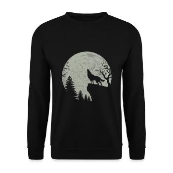Howling Wolf Moon Silhouette Full Moon Gift - Unisex Sweatshirt - black - Front - Alina (178cm) & Michal (187cm)