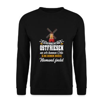 Ostfriese Ostfriesland lustiger Spruch Geschenk - Unisex Pullover - Schwarz - Vorne - Alina (178cm) & Michal (187cm)