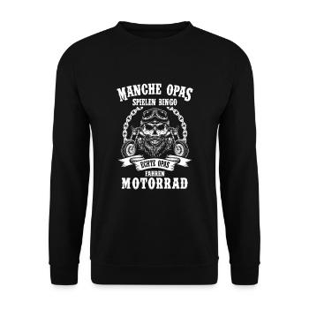 Motorrad Opa Motorradfahrer Großvater Biker - Unisex Pullover - Schwarz - Vorne - Alina (178cm) & Michal (187cm)