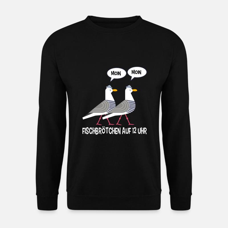 Moin Möwen plattdeutsch norddeutsch Fischen - Unisex Pullover - Schwarz