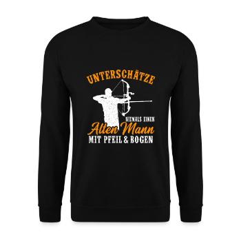 Bogenschießen Bogenschütze Bogensport Pfeil Bogen - Unisex Pullover - Schwarz - Vorne - Alina (178cm) & Michal (187cm)