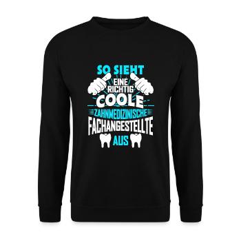 Zahnmedizinische Fachangestellte Zahnarzthelferin - Unisex Pullover - Schwarz - Vorne - Alina (178cm) & Michal (187cm)