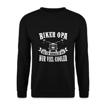 Biker Opa Motorrad Vatertag Geschenk Großvater - Unisex Pullover - Schwarz - Vorne - Alina (178cm) & Michal (187cm)