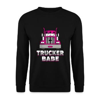 Trucker Babe LKW Fahrerin Kraftfahrerin Frauen - Unisex Pullover - Schwarz - Vorne - Alina (178cm) & Michal (187cm)