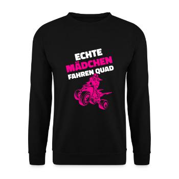 Quad Fahrerin Mädchen Frauen lustiges Quad Fahrer - Unisex Pullover - Schwarz - Vorne - Alina (178cm) & Michal (187cm)