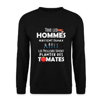 Cadeau drôle jardinier Jardin Tomates marrant - Sweat-shirt Unisexe - noir - Devant - Alina (178cm) & Michal (187cm)