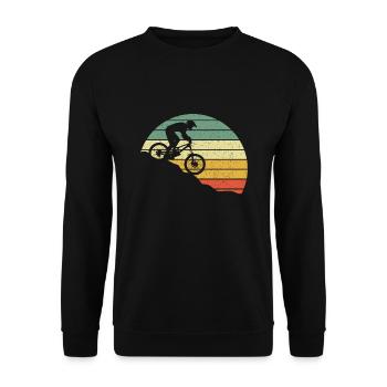 DOWNHILL MOUNTAINBIKE VINTAGE GESCHENK - Unisex Pullover - Schwarz - Vorne - Alina (178cm) & Michal (187cm)