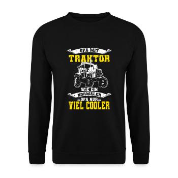 Opa Mit Traktor Landwirt Bauer Geschenk - Unisex Pullover - Schwarz - Vorne - Alina (178cm) & Michal (187cm)
