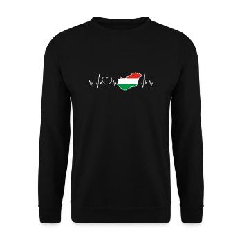 Hungary Flag Heartbeat Ladies Men Children - Unisex Sweatshirt - black - Front - Alina (178cm) & Michal (187cm)
