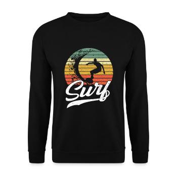 Surfer Surfen Vintage Surfing Retro Surf - Unisex Pullover - Schwarz - Vorne - Alina (178cm) & Michal (187cm)