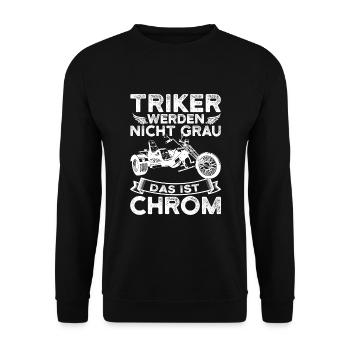 Trike Fahrer lustiger Spruch Motiv Opa Triker - Unisex Pullover - Schwarz - Vorne - Alina (178cm) & Michal (187cm)