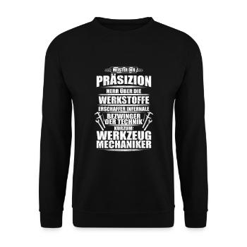 Werkzeugmacher Sprüche Werkzeugmechaniker - Unisex Pullover - Schwarz - Vorne - Alina (178cm) & Michal (187cm)