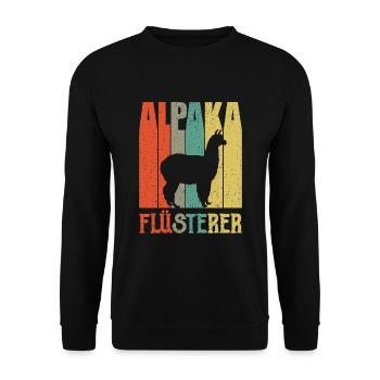 Alpaka Flüsterer Lama Retro Geschenk - Unisex Pullover - Schwarz - Vorne - Alina (178cm) & Michal (187cm)