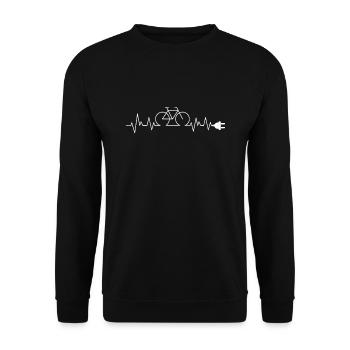 E-Bike Herzschlag Mountainbike E-MTB - Unisex Pullover - Schwarz - Vorne - Alina (178cm) & Michal (187cm)