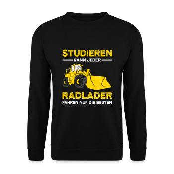 Radlader Baustelle lustiger Spruch Vatertag - Unisex Pullover - Schwarz - Vorne - Alina (178cm) & Michal (187cm)