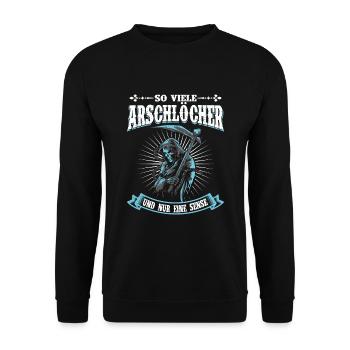 Sensemann So Viele Arschlöcher - Unisex Pullover - Schwarz - Vorne - Alina (178cm) & Michal (187cm)