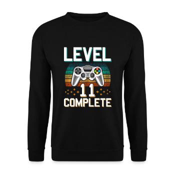 Cadeau complet de garçon de joueur de 11 ans de niveau 11 - Sweat-shirt Unisexe - noir - Devant - Alina (178cm) & Michal (187cm)