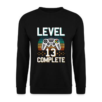 Level 13 Unlocked Gamer 13 year old gift - Unisex Sweatshirt - black - Front - Alina (178cm) & Michal (187cm)