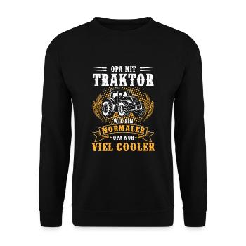 Opa Mit Traktor Landwirt Bauer Geschenk - Unisex Pullover - Schwarz - Vorne - Alina (178cm) & Michal (187cm)
