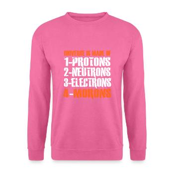 Proton Neutron Electron Moron Universe Atoms - Unisex Pullover - Pink - Vorne