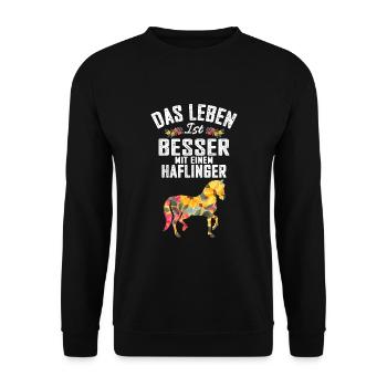 Haflinger Pferd Pferdeliebhaber Reiterin Geschenk - Unisex Pullover - Schwarz - Vorne - Alina (178cm) & Michal (187cm)