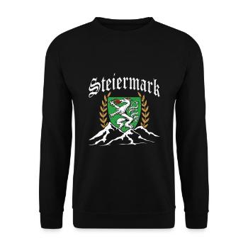 Steiermark Wappen Steirer Österreich Geschenk - Unisex Pullover - Schwarz - Vorne - Alina (178cm) & Michal (187cm)