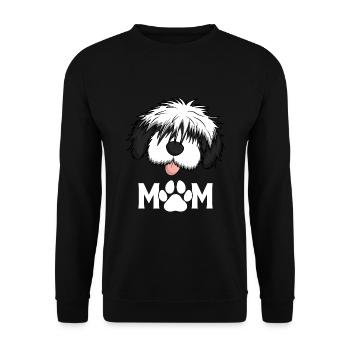 Bobtail-Pudel-Mischling Hund Mutter - Unisex Pullover - Schwarz - Vorne - Alina (178cm) & Michal (187cm)